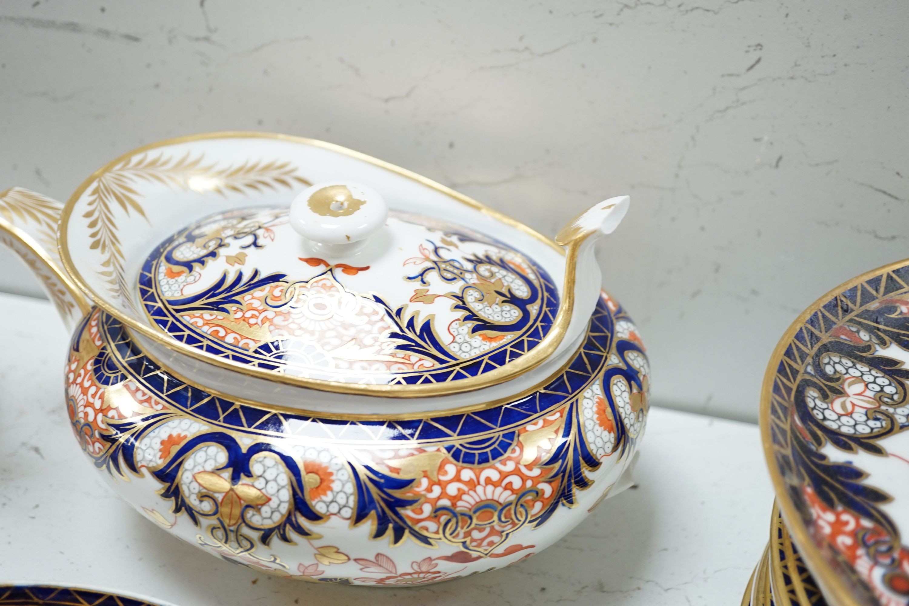 A collection of 19th century Derby Imari pattern tea, coffee and breakfast wares, predominantly pattern number 387